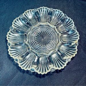 Vintage Anchor Hocking deviled egg plate, server dish, platter, Clear glass